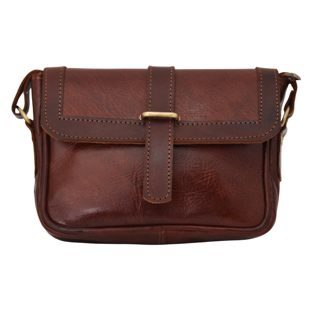 Sac bandoulière FAYROS en cuir MARRON