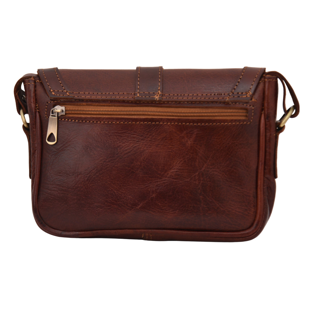 Sac bandoulière FAYROS en cuir MARRON