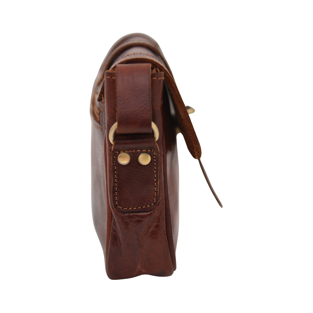 Sac bandoulière FAYROS en cuir MARRON