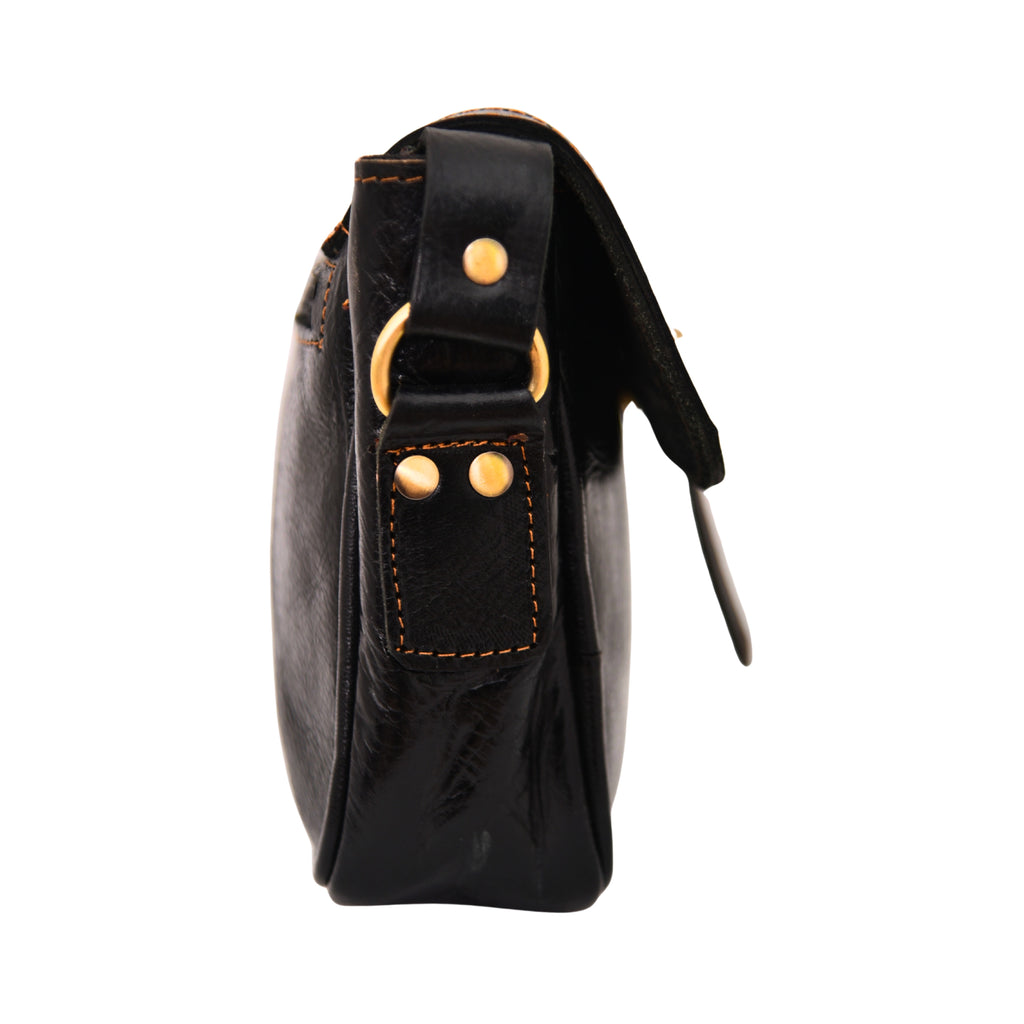 Sac bandoulière FAYROS en cuir NOIR