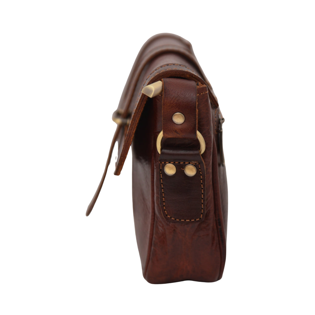 Sac bandoulière FAYROS en cuir MARRON