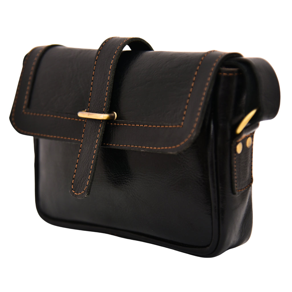 Sac bandoulière FAYROS en cuir NOIR