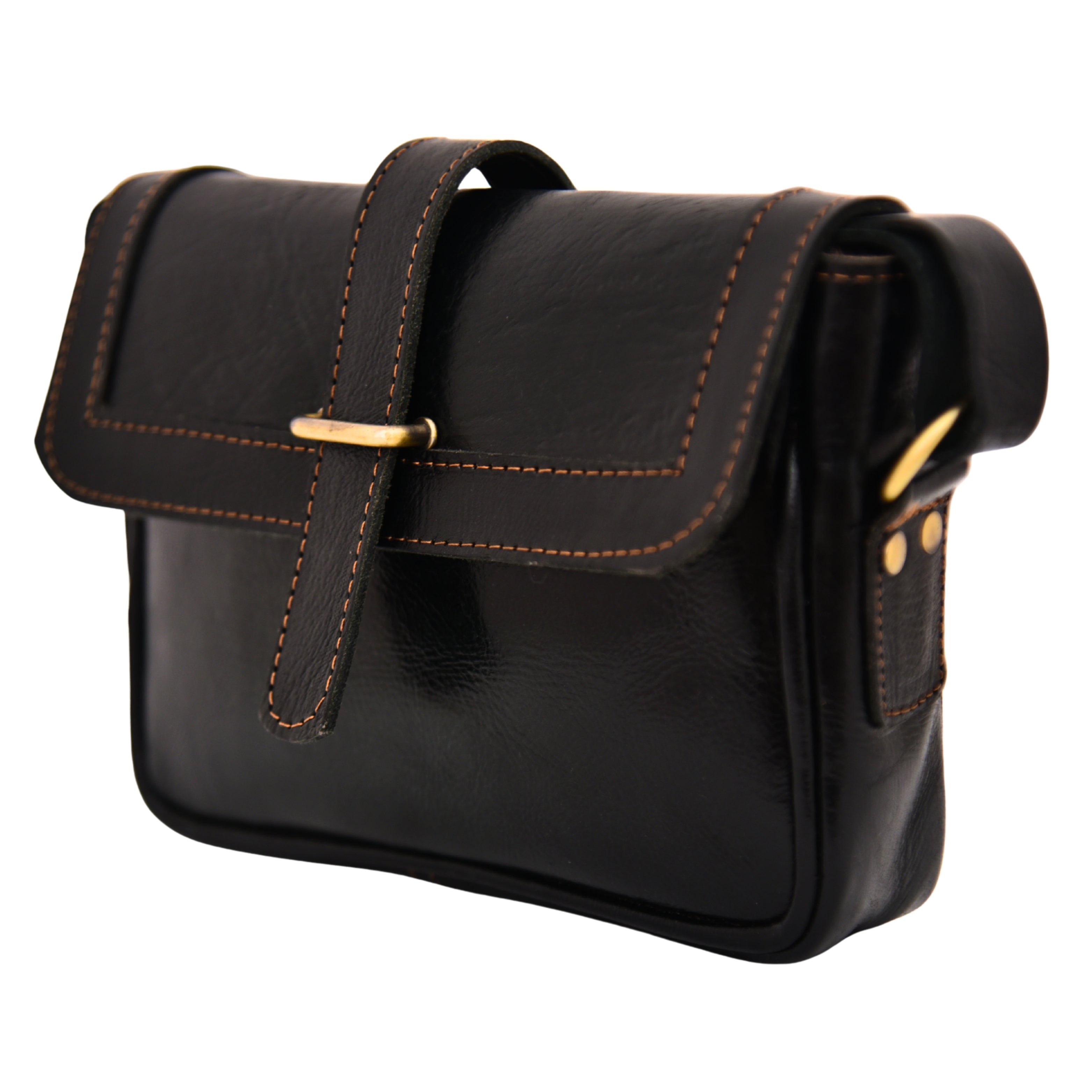 Sac bandoulière FAYROS en cuir NOIR