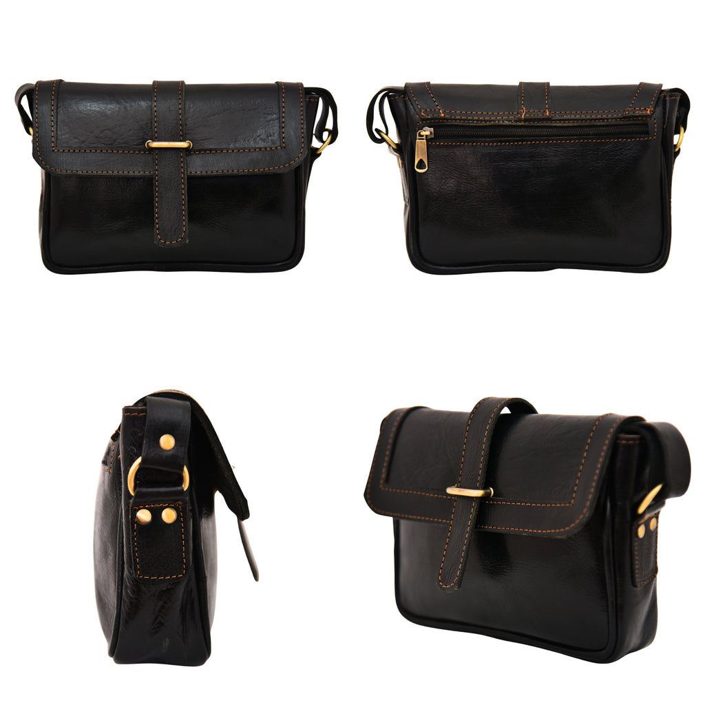 Sac bandoulière FAYROS en cuir NOIR